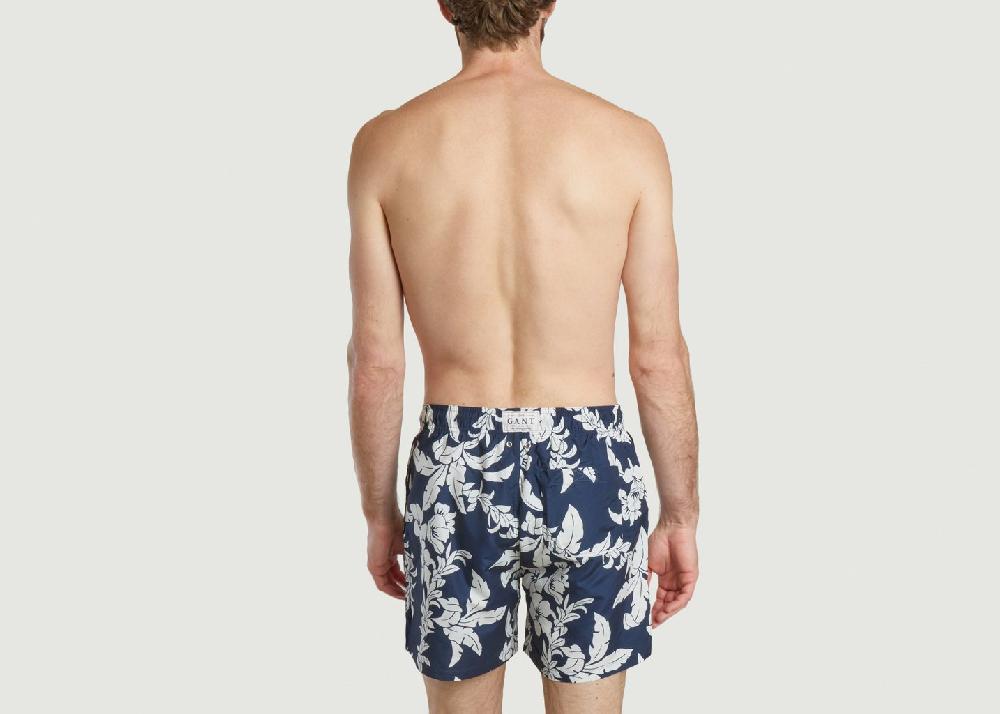 L'exception Short De Bain à Motif Palm Lei Bleu Marine Gant
