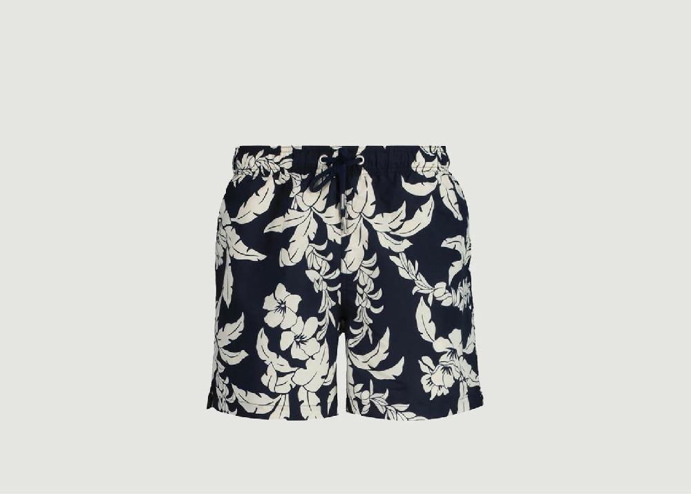 l'exception Short De Bain à Motif Palm Lei Bleu Marine Gant