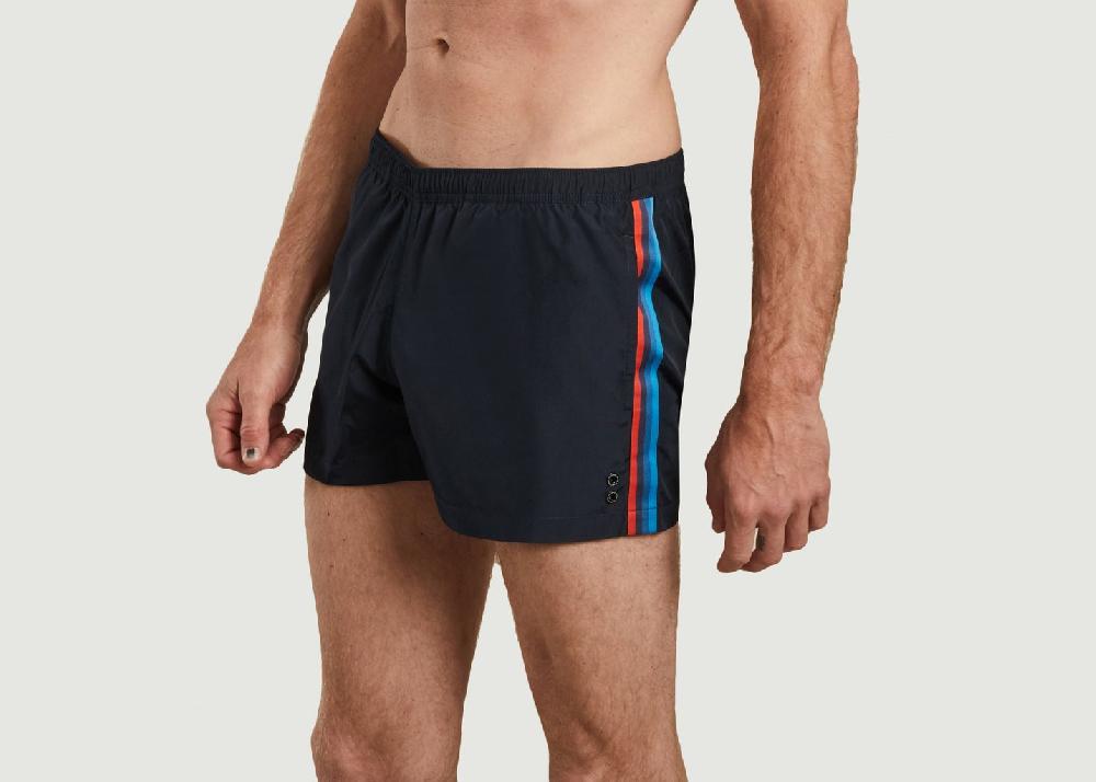 L'exception Short De Bain à Rayures Latéral Bleu Marine Ron Dorff