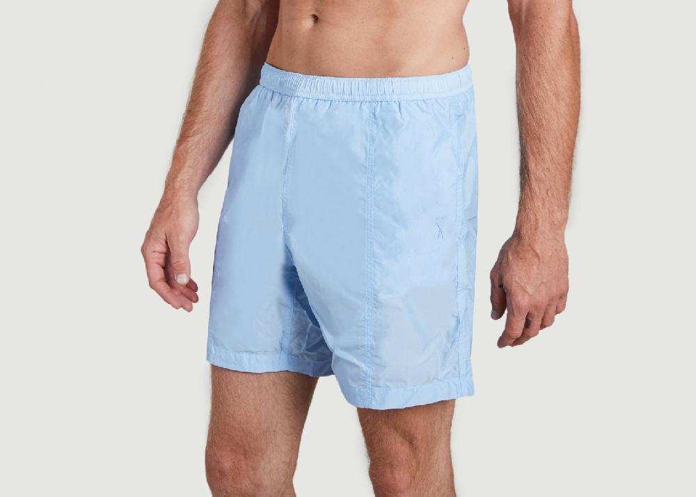 L'exception Short De Bain Ami De Cœur En Toile De Nylon Recyclée Bleu Clair AMI Paris