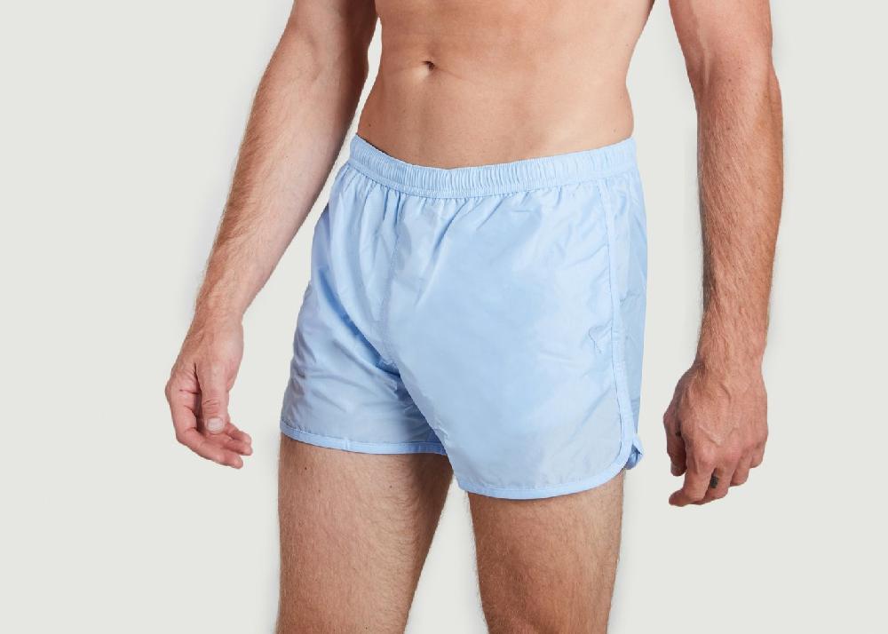 L'exception Short De Bain Ami De Cœur En Toile De Nylon Recyclée Bleu Clair AMI Paris