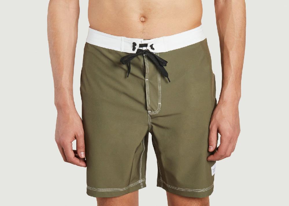 L'exception Short De Bain Avec Détails Contrastés Olive Knowledge Cotton Apparel