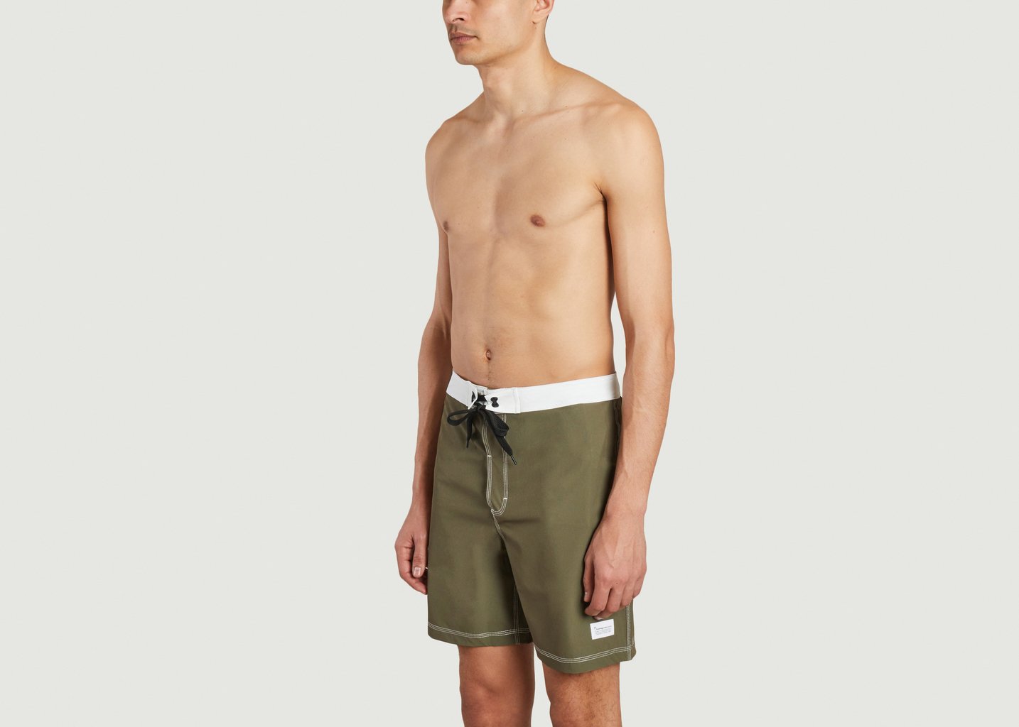 L'exception Short De Bain Avec Détails Contrastés Olive Knowledge Cotton Apparel