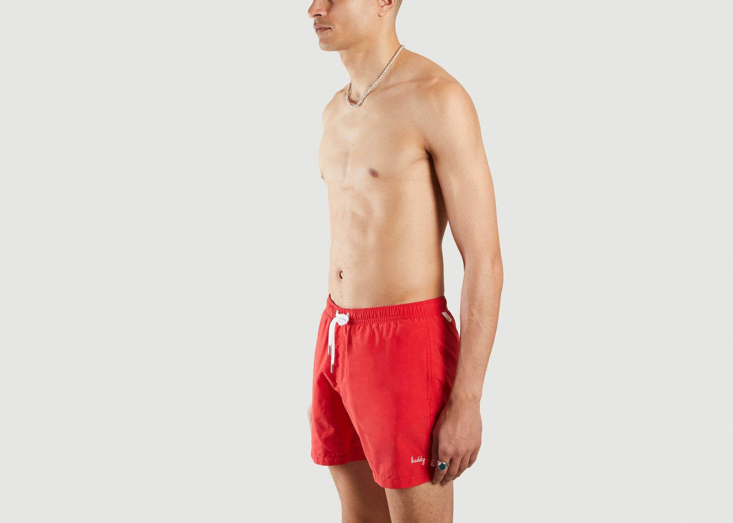 L'exception Short De Bain Brodé Buddy Rouge Maison Labiche