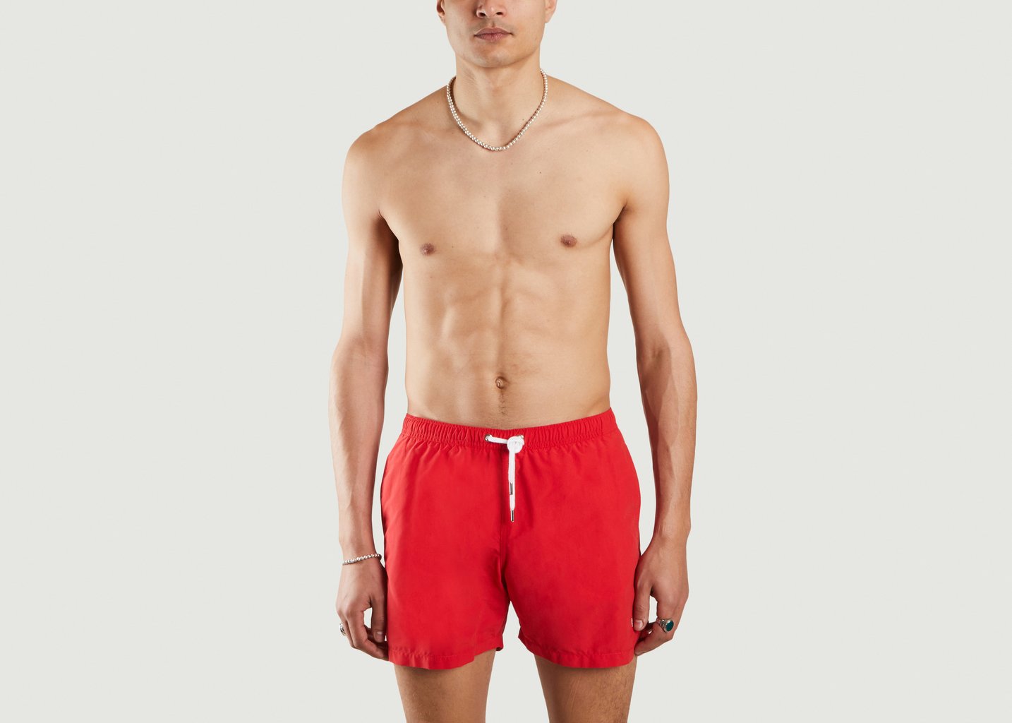 L'exception Short De Bain Brodé Buddy Rouge Maison Labiche