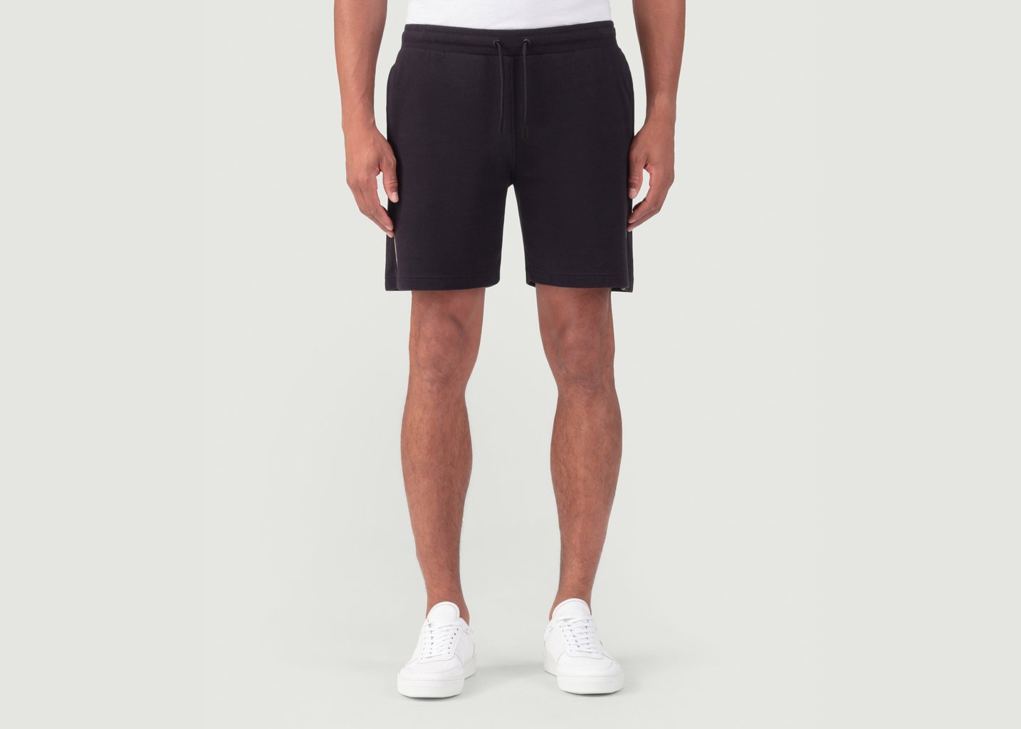 L'exception Short De Jogging En Coton Piqué Avec Passepoils Noir Ron Dorff