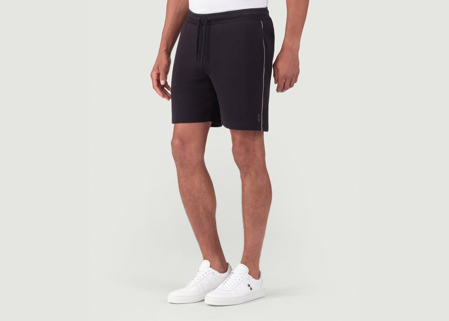 L'exception Short De Jogging En Coton Piqué Avec Passepoils Noir Ron Dorff