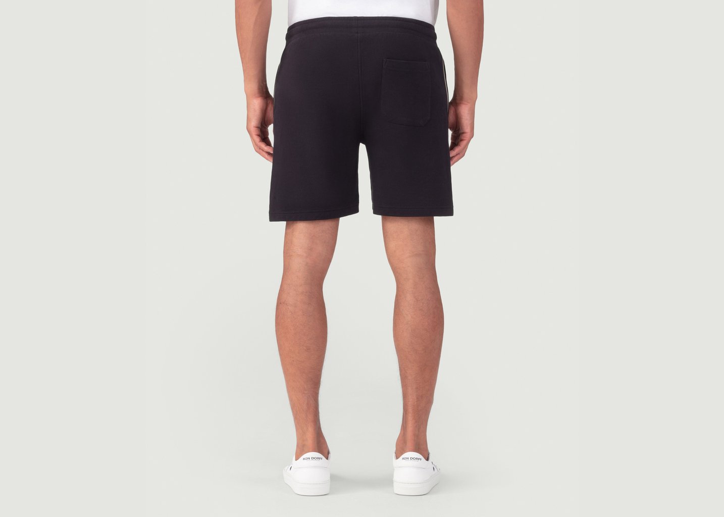 L'exception Short De Jogging En Coton Piqué Avec Passepoils Noir Ron Dorff