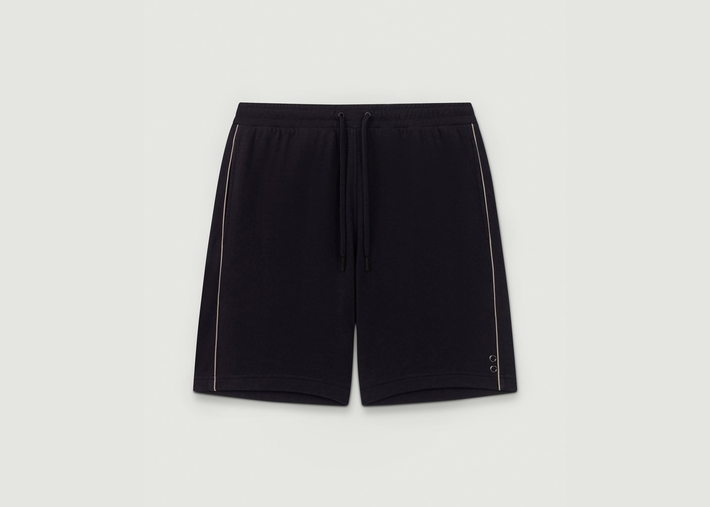 l'exception Short De Jogging En Coton Piqué Avec Passepoils Noir Ron Dorff
