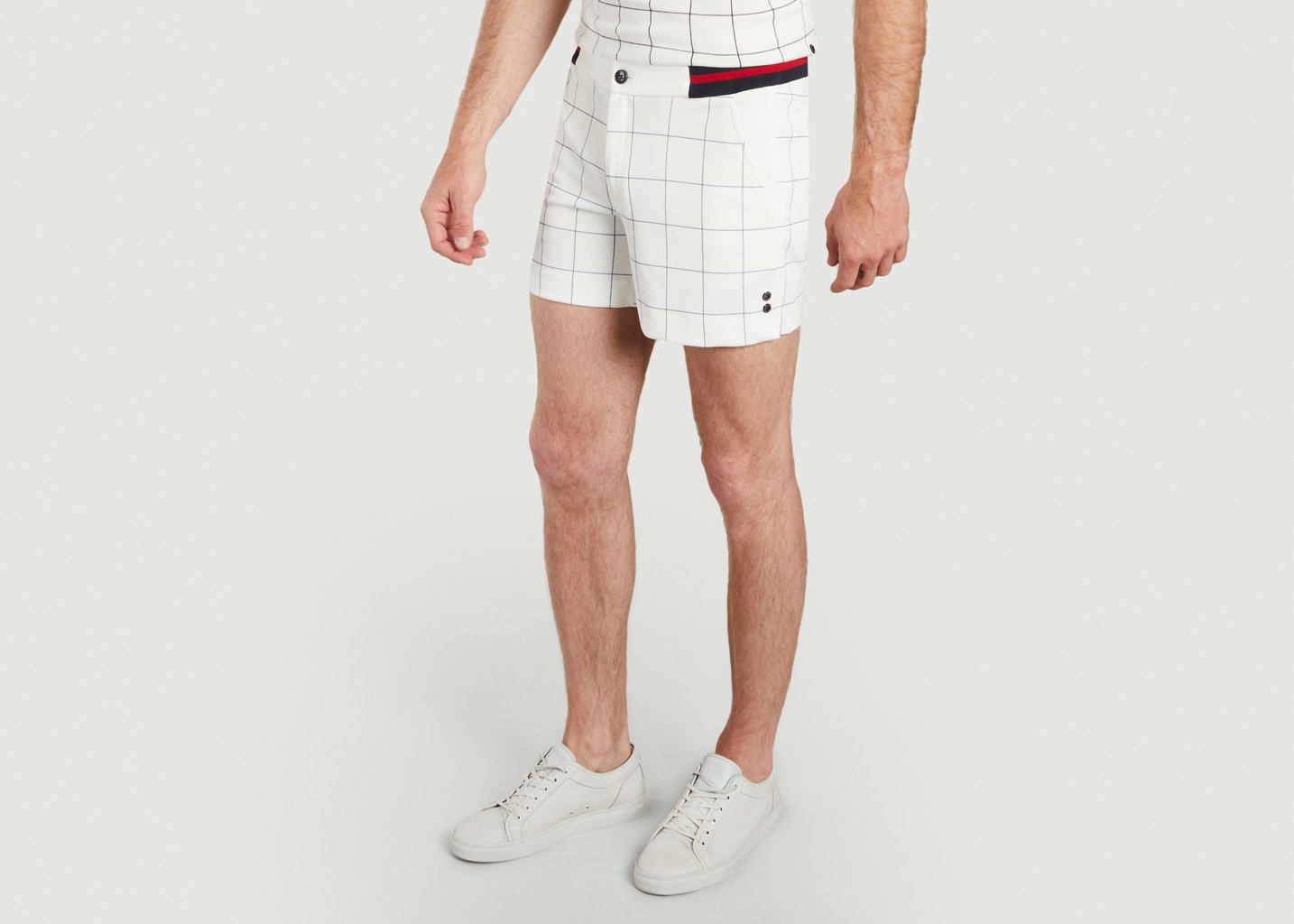 L'exception Short De Tennis Ajusté à Carreaux Blanc Ron Dorff