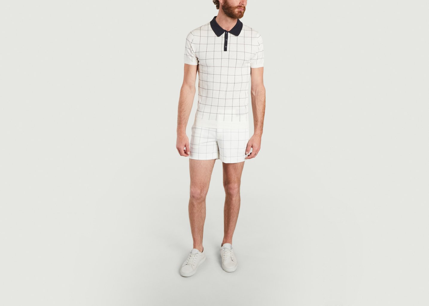 L'exception Short De Tennis Ajusté à Carreaux Blanc Ron Dorff