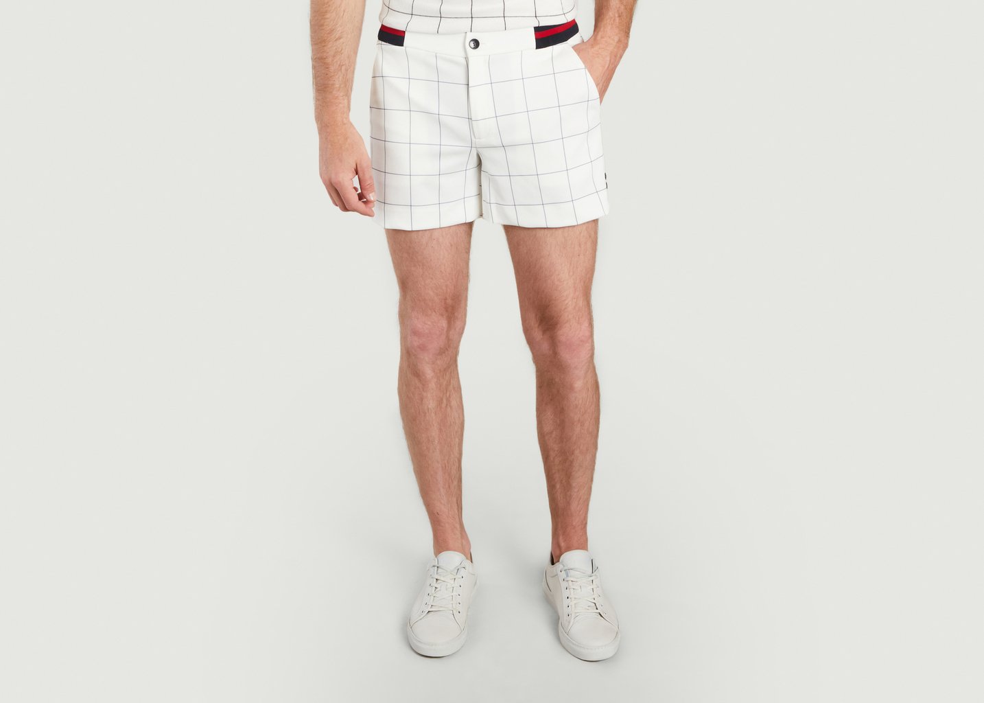 l'exception Short de tennis ajusté à carreaux Blanc Ron Dorff