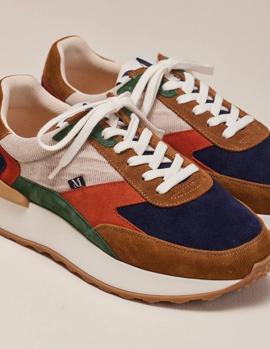 L'exception Sneakers Basses En Cuir Suédé Et Velous Yael Multicolore Odaje Ex M.Moustache