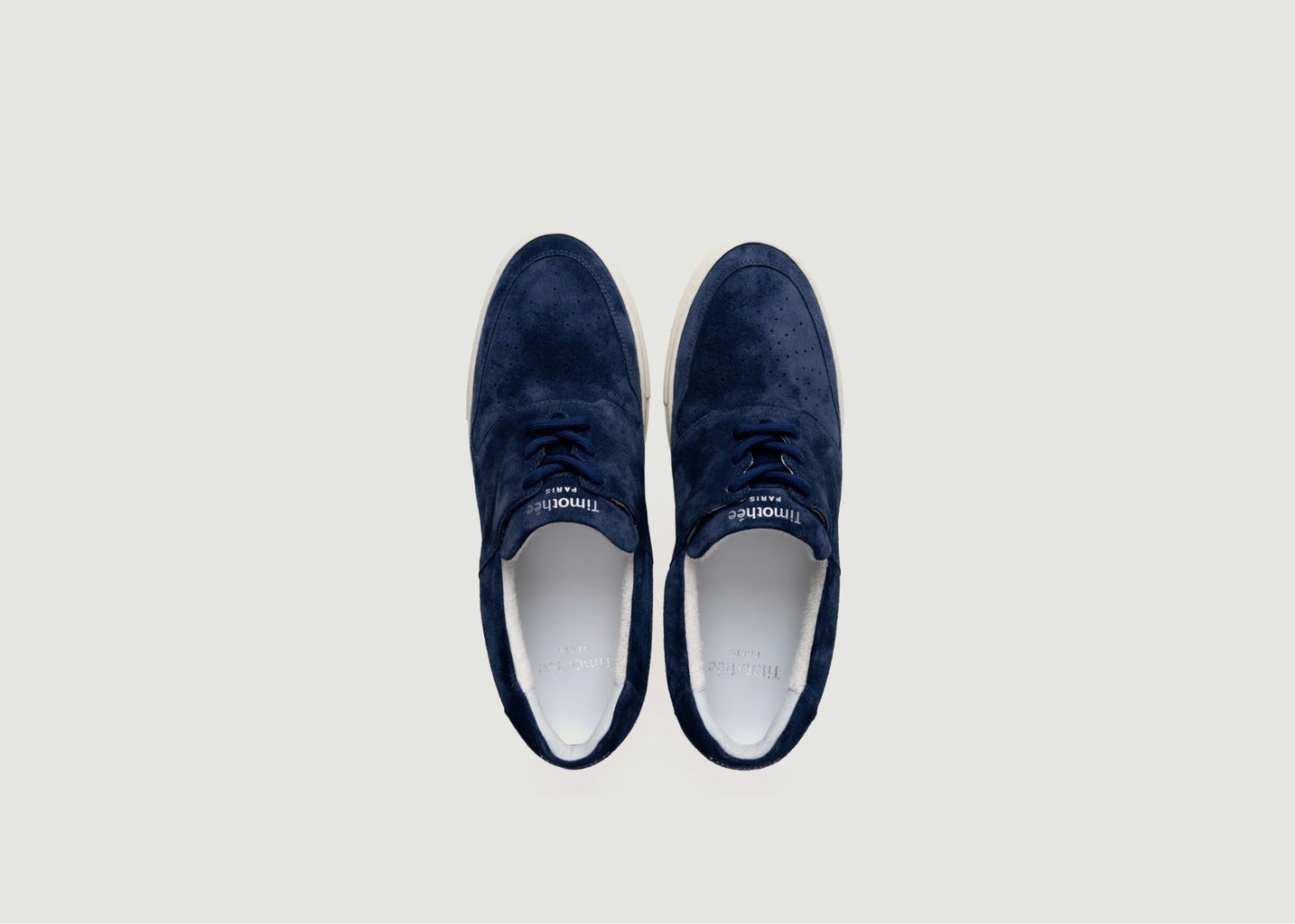 L'exception Sneakers Basses En Cuir Suédé Pyla Oyster Bleu Marine Timothée Paris