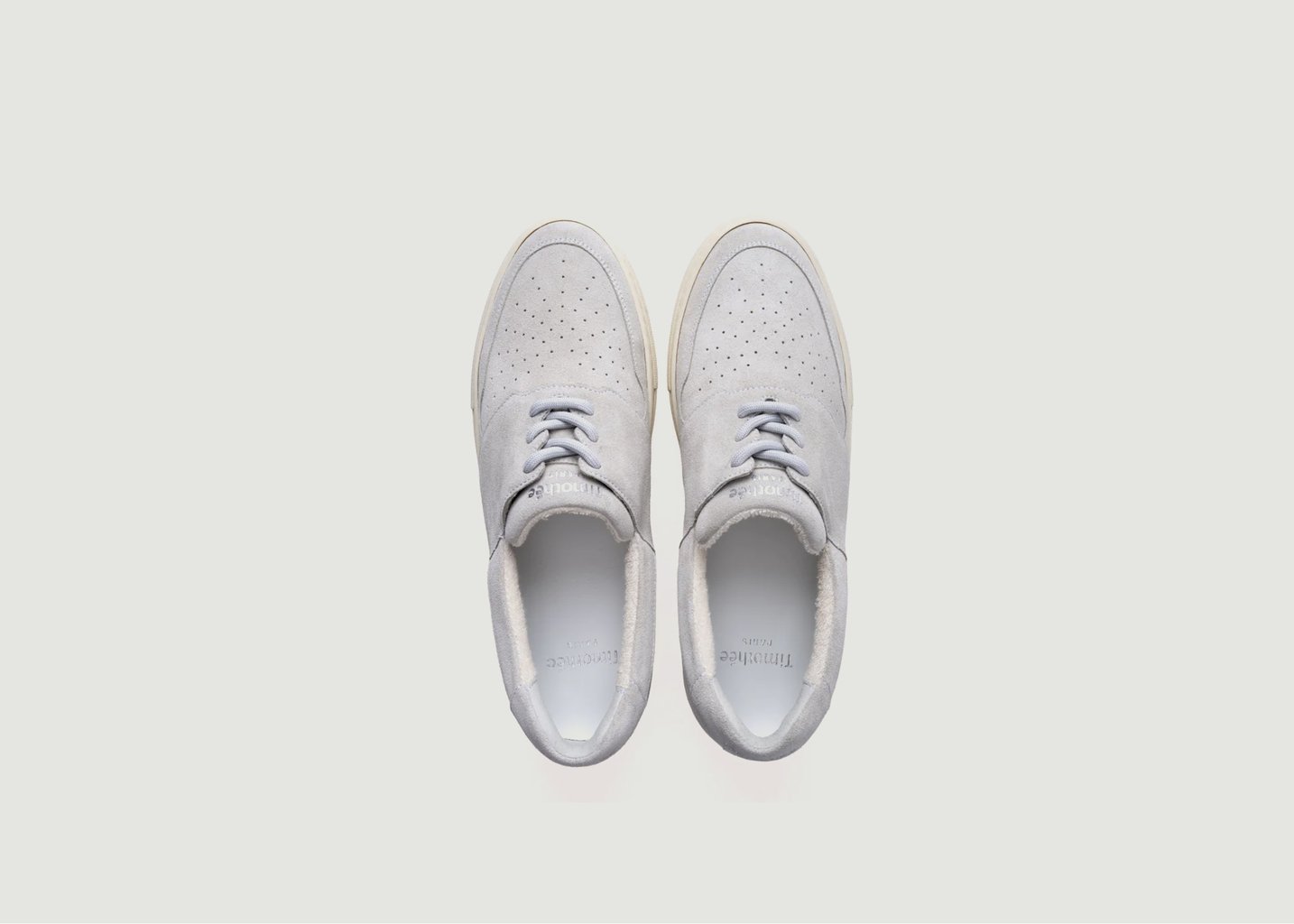 L'exception Sneakers Basses En Cuir Suédé Pyla Oyster Gris Léger Timothée Paris