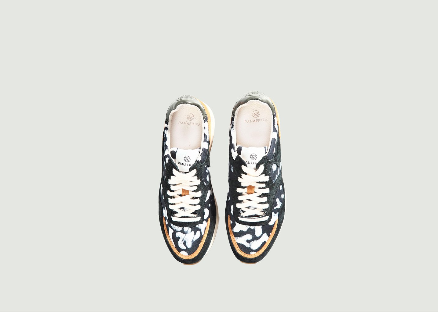 L'exception Sneakers De Running Cuir Et Tissu Arusha Ebène Noir Panafrica
