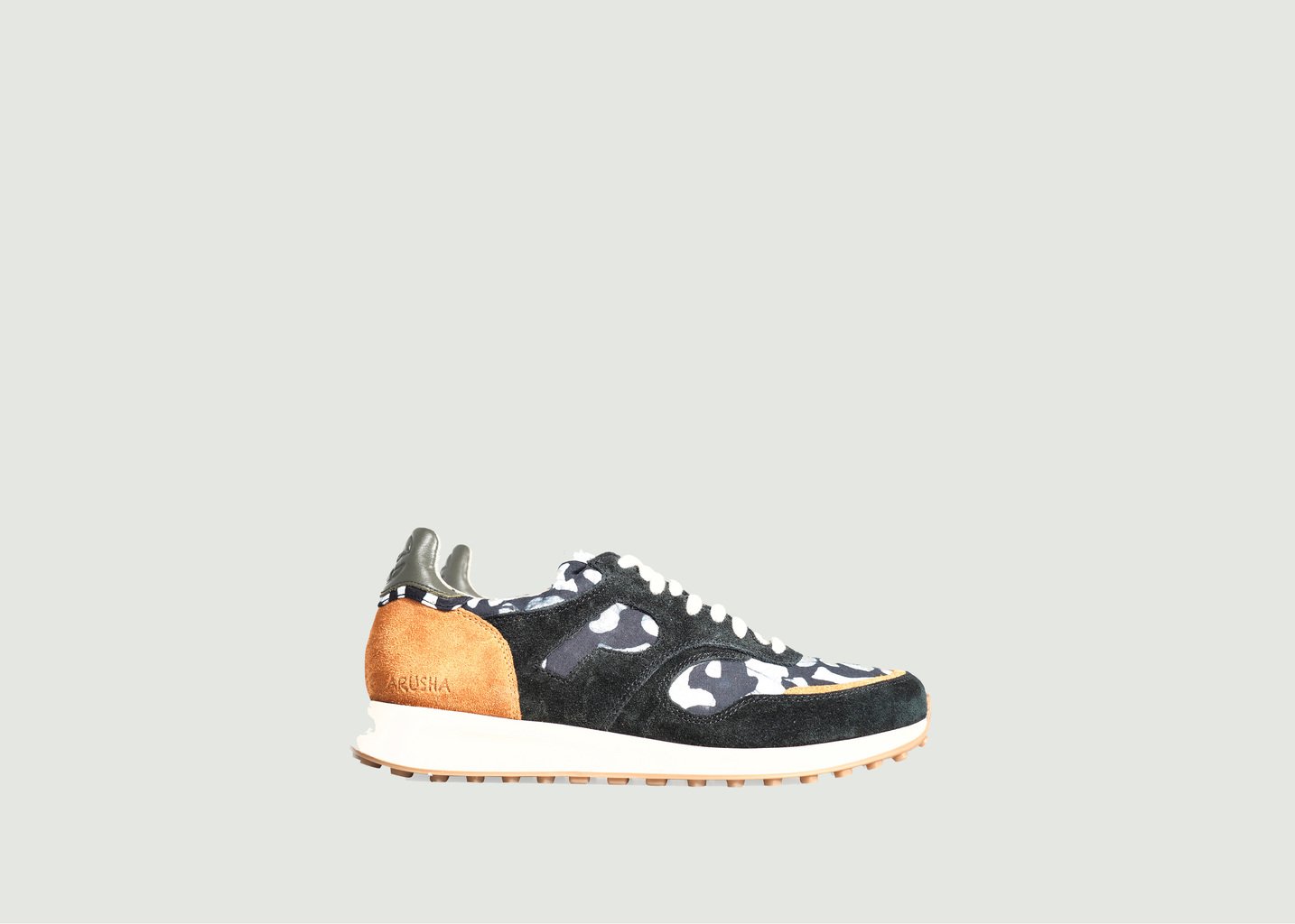l'exception Sneakers de running cuir et tissu Arusha Ebène Noir Panafrica
