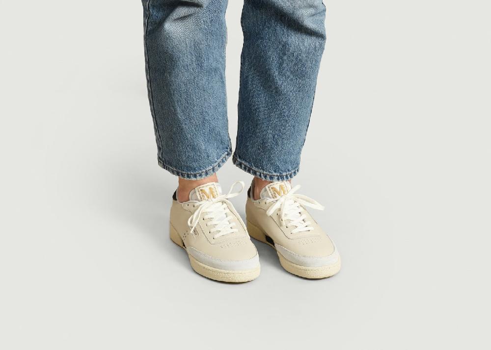 L'exception Sneakers En Cuir Anatole Ecru Odaje Ex M.Moustache