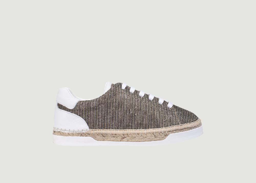 l'exception Sneakers en cuir et lurex Lancry Argent Canal Saint Martin