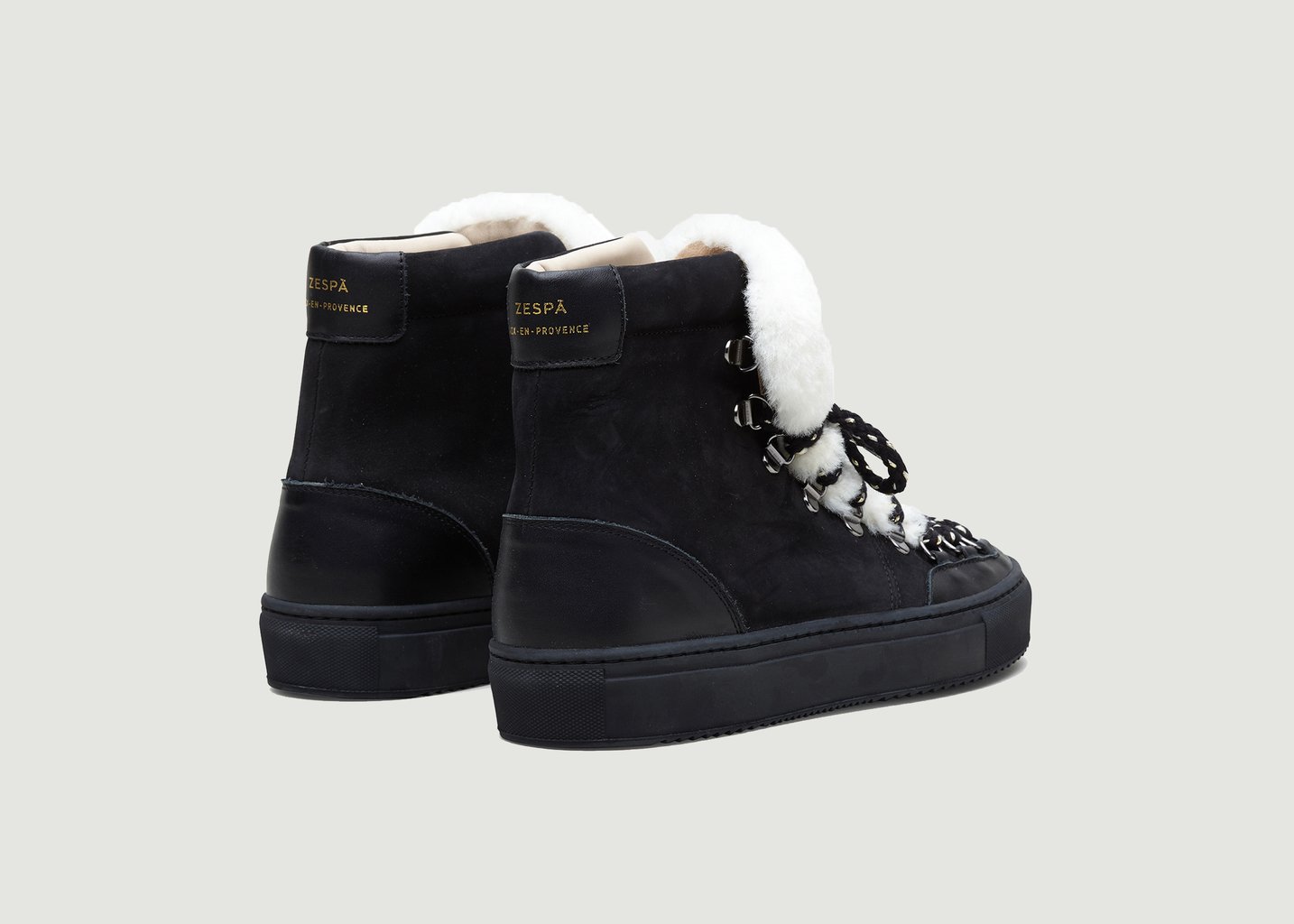L'exception Sneakers Montantes En Nubuck Et Simili Fourrure ZSP2.MT Noir Zespa