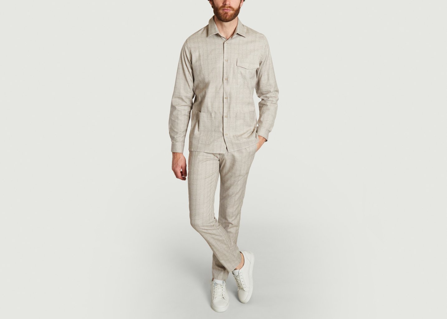 L'exception Surchemise à Carreaux En Coton Bio Beige JagVi Rive Gauche