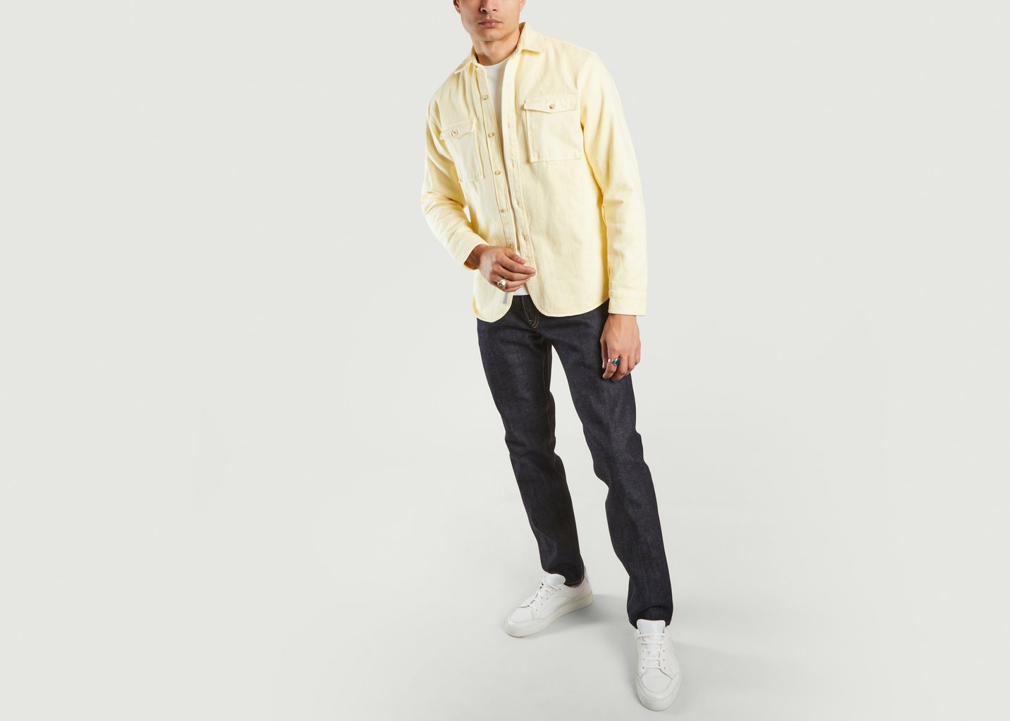 L'exception Surchemise En Coton Bio Nikos Jaune Cuisse De Grenouille