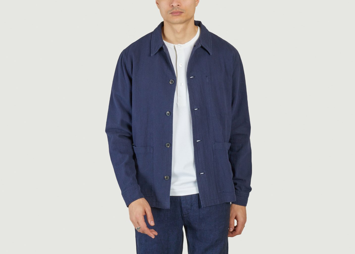 L'exception Surchemise En Coton Crushed Bleu Knowledge Cotton Apparel