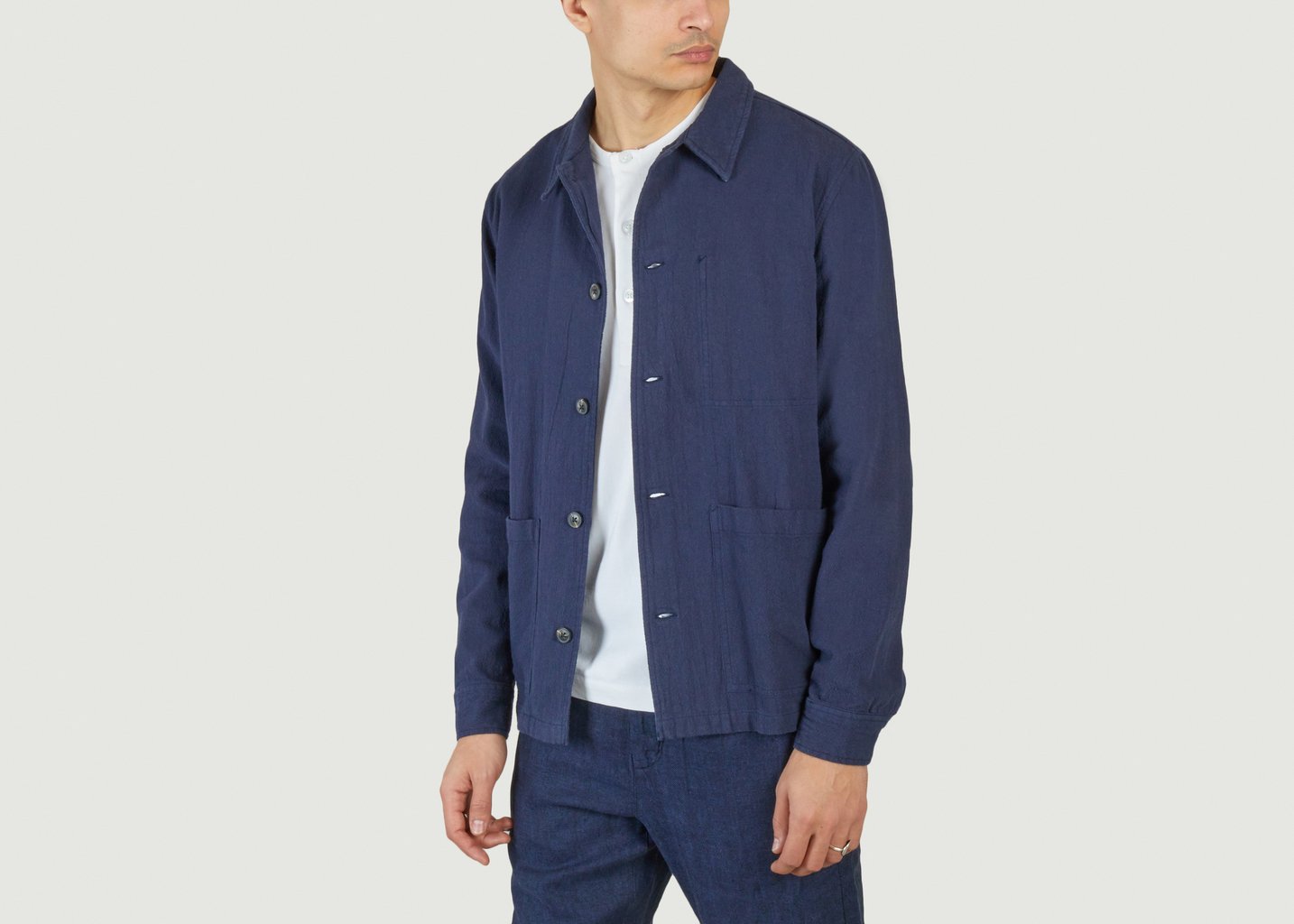 L'exception Surchemise En Coton Crushed Bleu Knowledge Cotton Apparel
