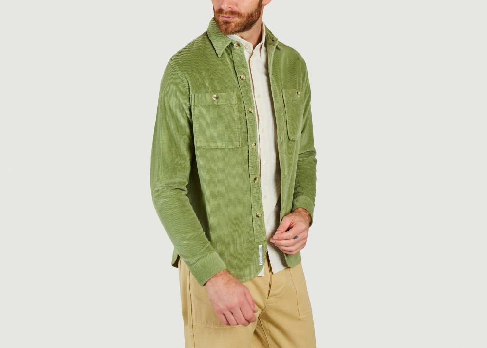 L'exception Surchemise En Twill Khaki Cuisse De Grenouille