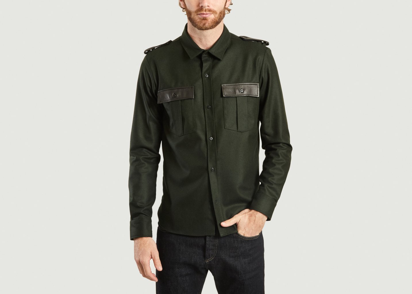 l'exception Surchemise Militaire Vert Foncé M.X Maxime Simoëns