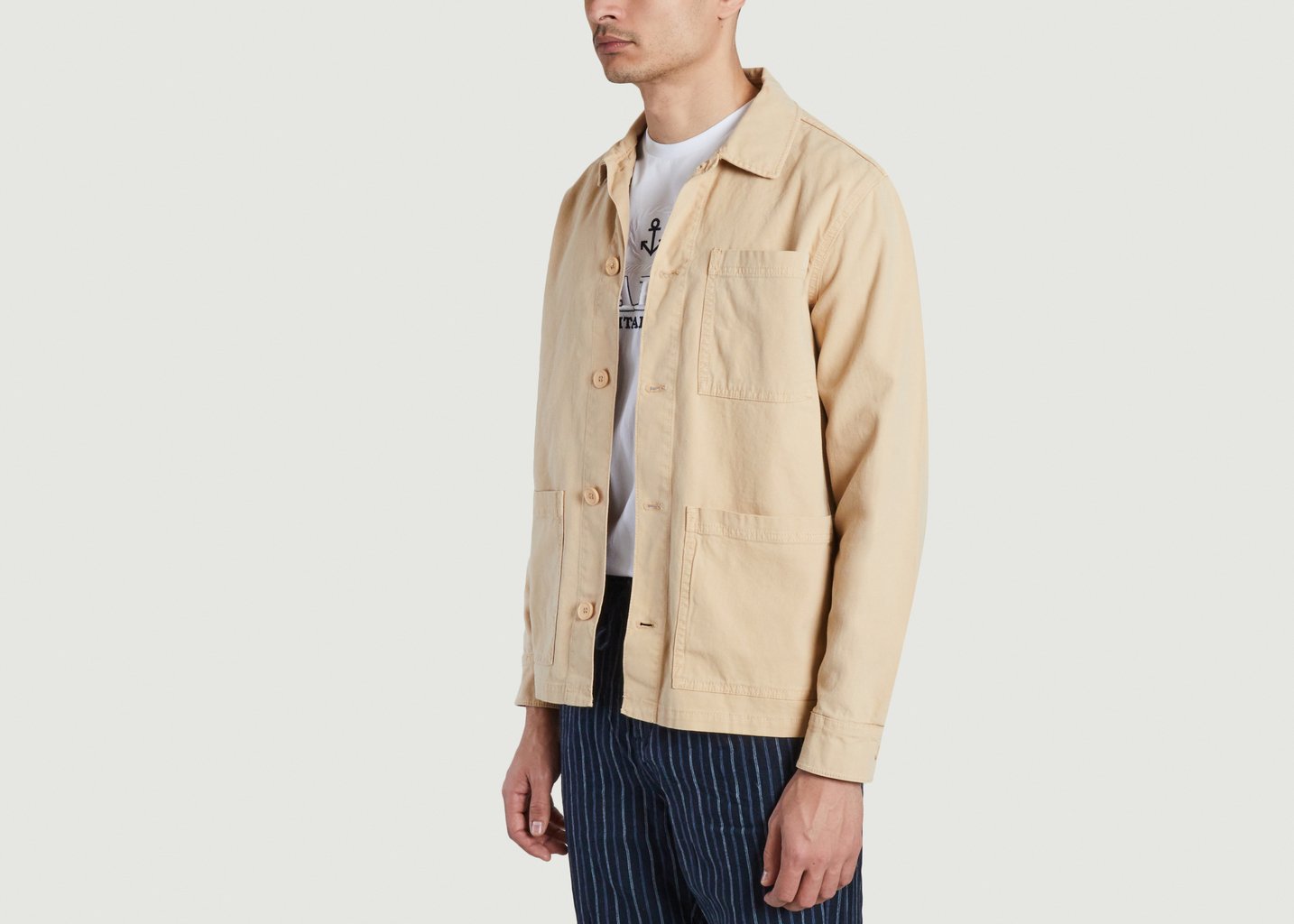 L'exception Surchemise Unie En Coton Bio Beige Knowledge Cotton Apparel