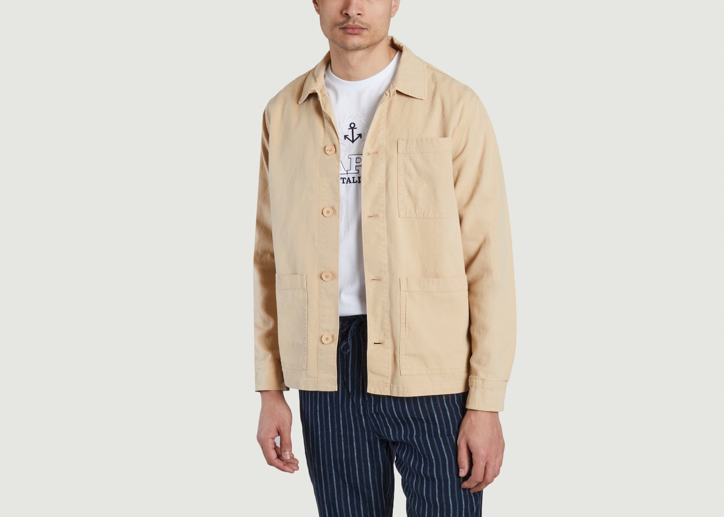 l'exception Surchemise unie en coton bio Beige Knowledge Cotton Apparel