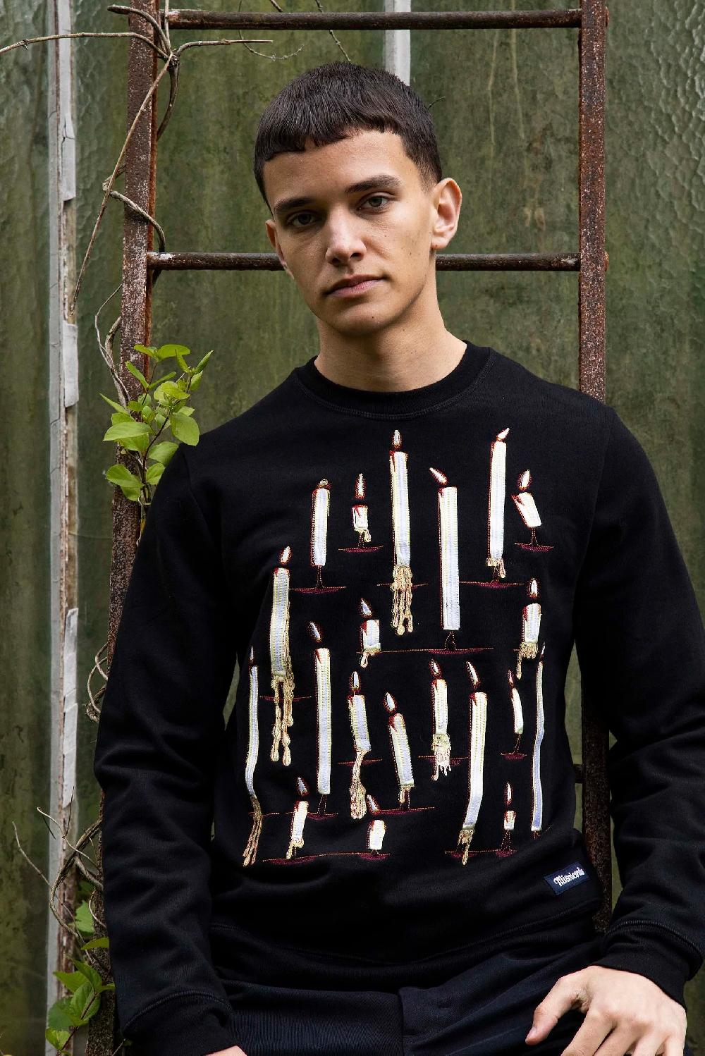 L'exception Sweat Broderie Bougies Noir Misericordia