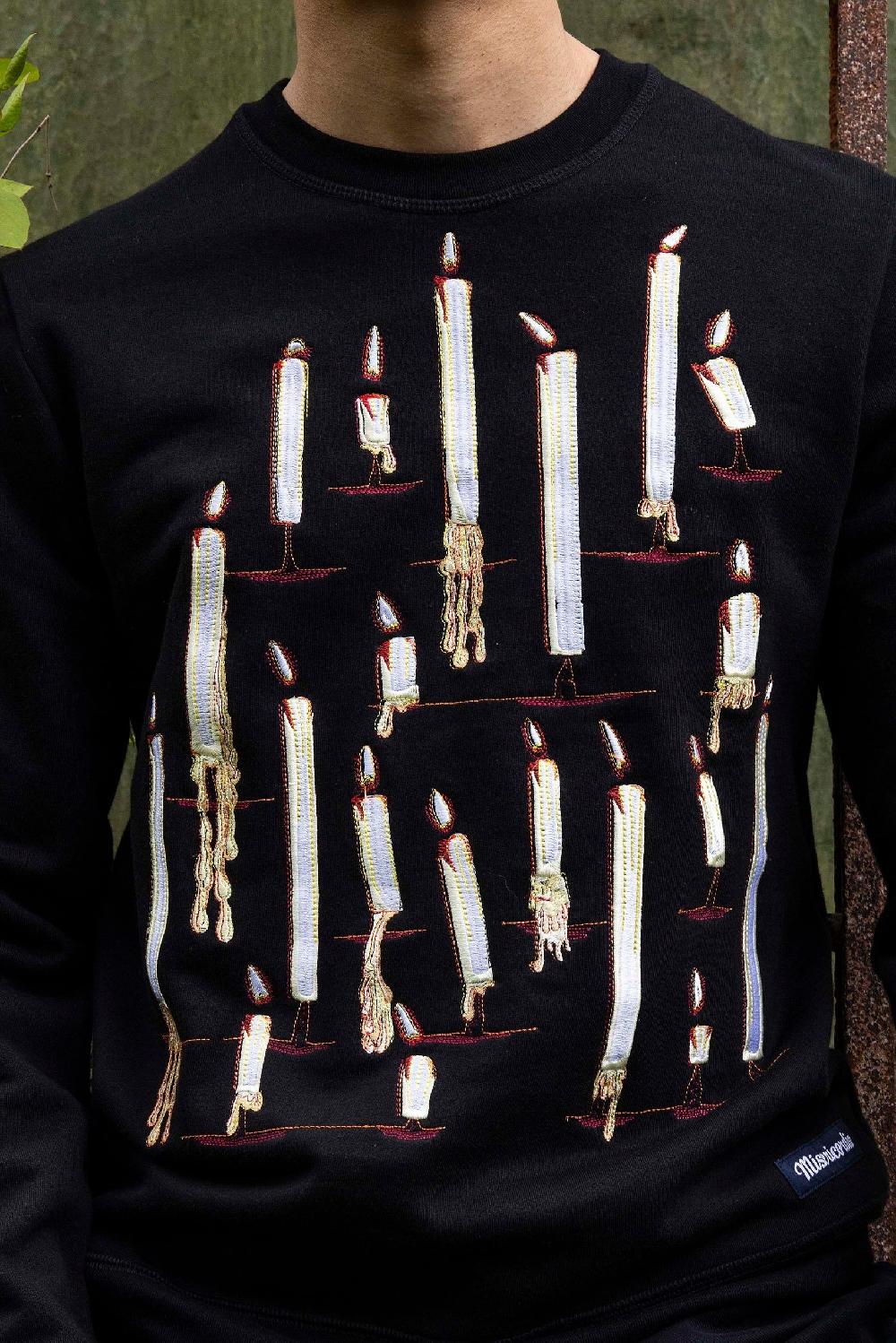 L'exception Sweat Broderie Bougies Noir Misericordia