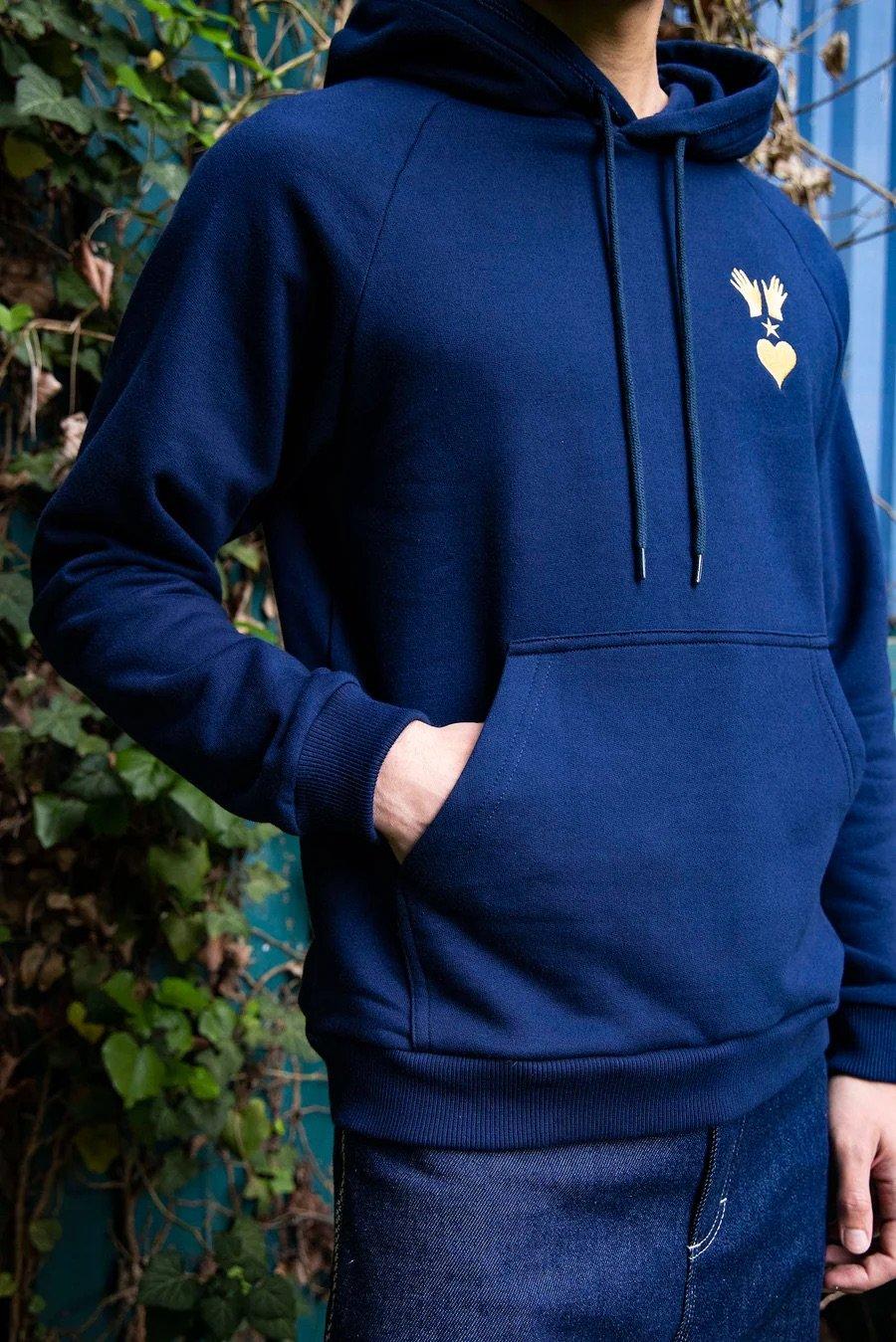 L'exception Sweat Capuche Poche Kangourou Bleu Marine Misericordia