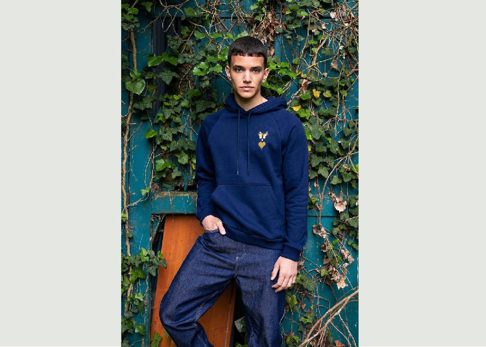 l'exception Sweat capuche poche kangourou Bleu Marine Misericordia