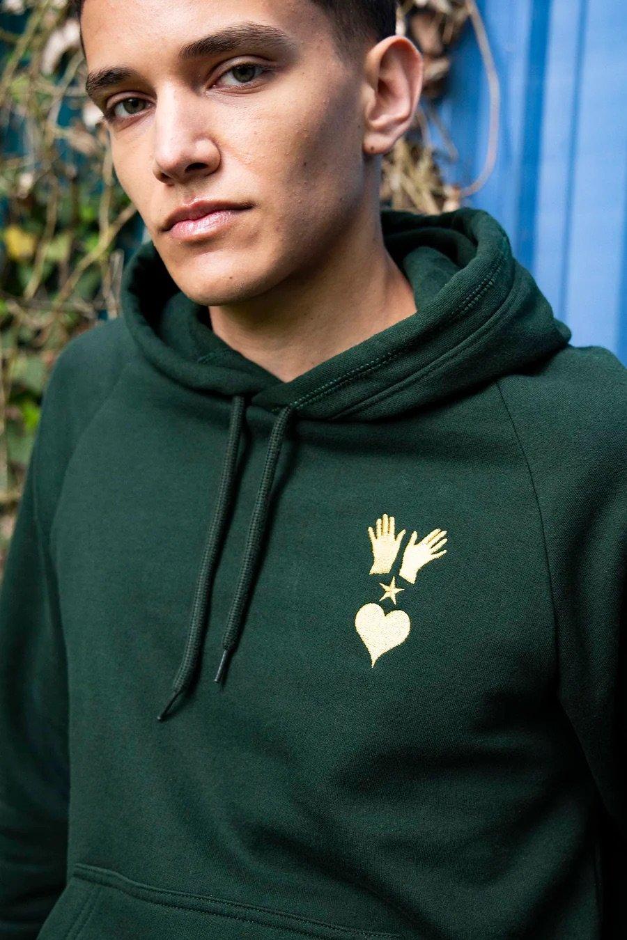 L'exception Sweat Capuche Poche Kangourou Vert Sapin Misericordia