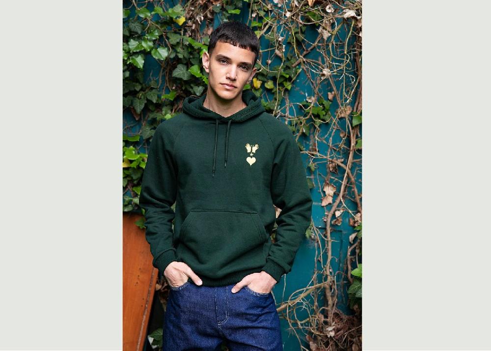 l'exception Sweat capuche poche kangourou Vert Sapin Misericordia
