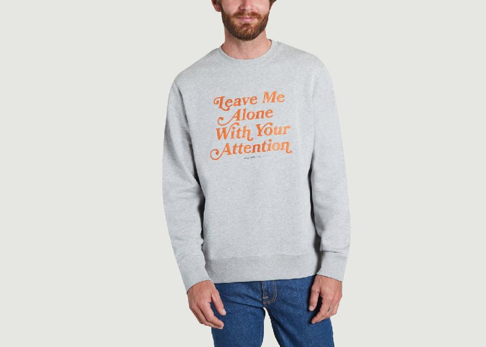 l'exception Sweat Hugh Leave Me Alone Gris Wood Wood