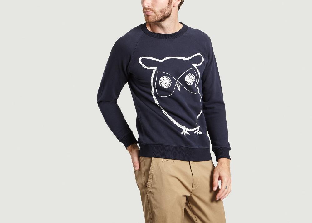 L'exception Sweat Owl Bleu Marine Knowledge Cotton Apparel
