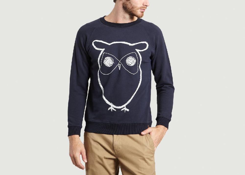 l'exception Sweat Owl Bleu Marine Knowledge Cotton Apparel