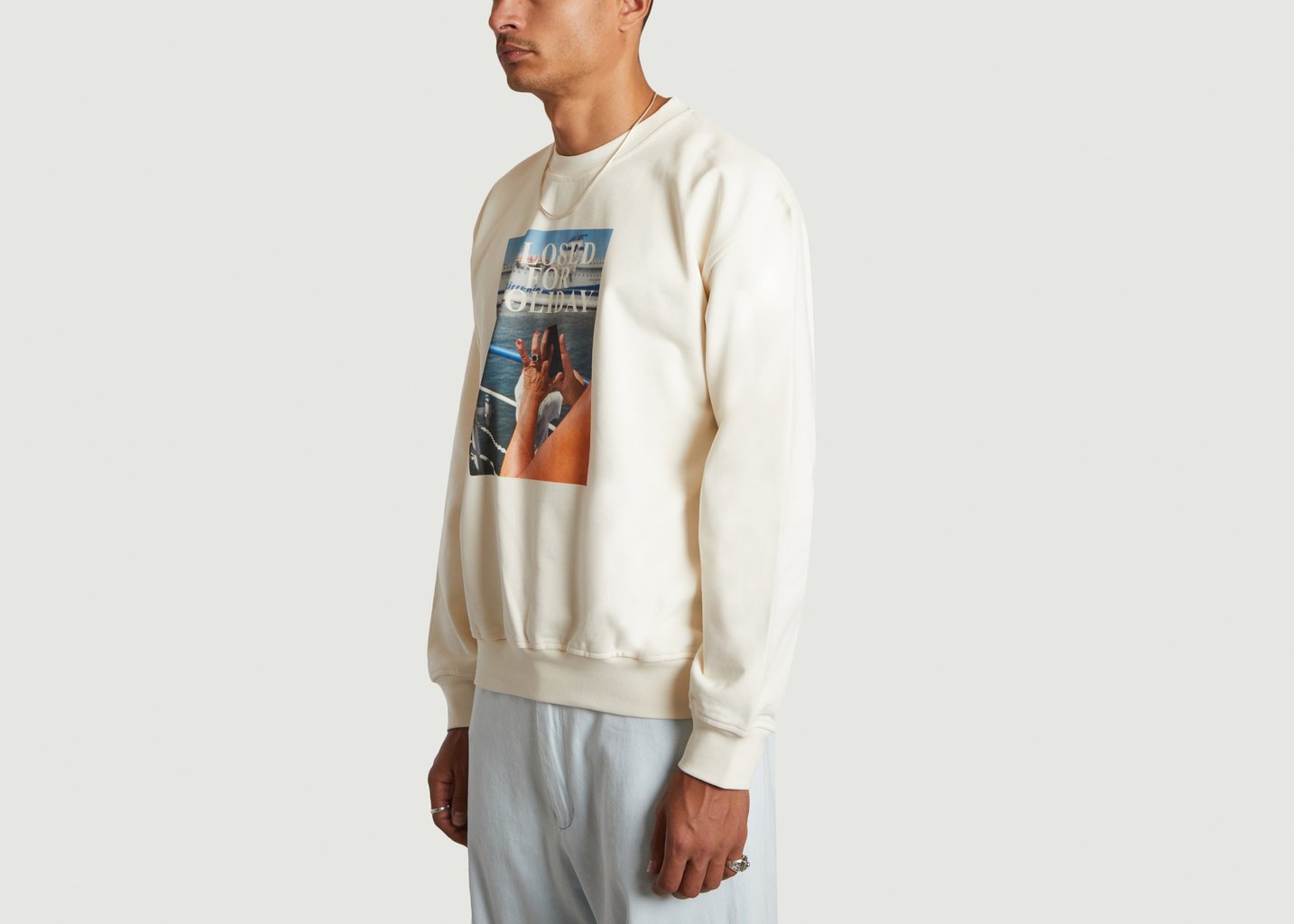L'exception Sweat Ras Du Cou Imprimé En Coton Organique Ivoire Closed