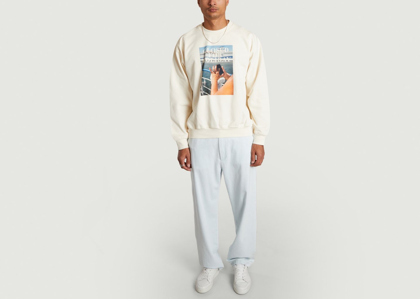 L'exception Sweat Ras Du Cou Imprimé En Coton Organique Ivoire Closed