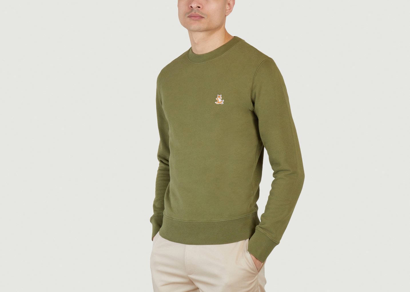 L'exception Sweat Regular Patch Chillax Olive Maison Kitsuné