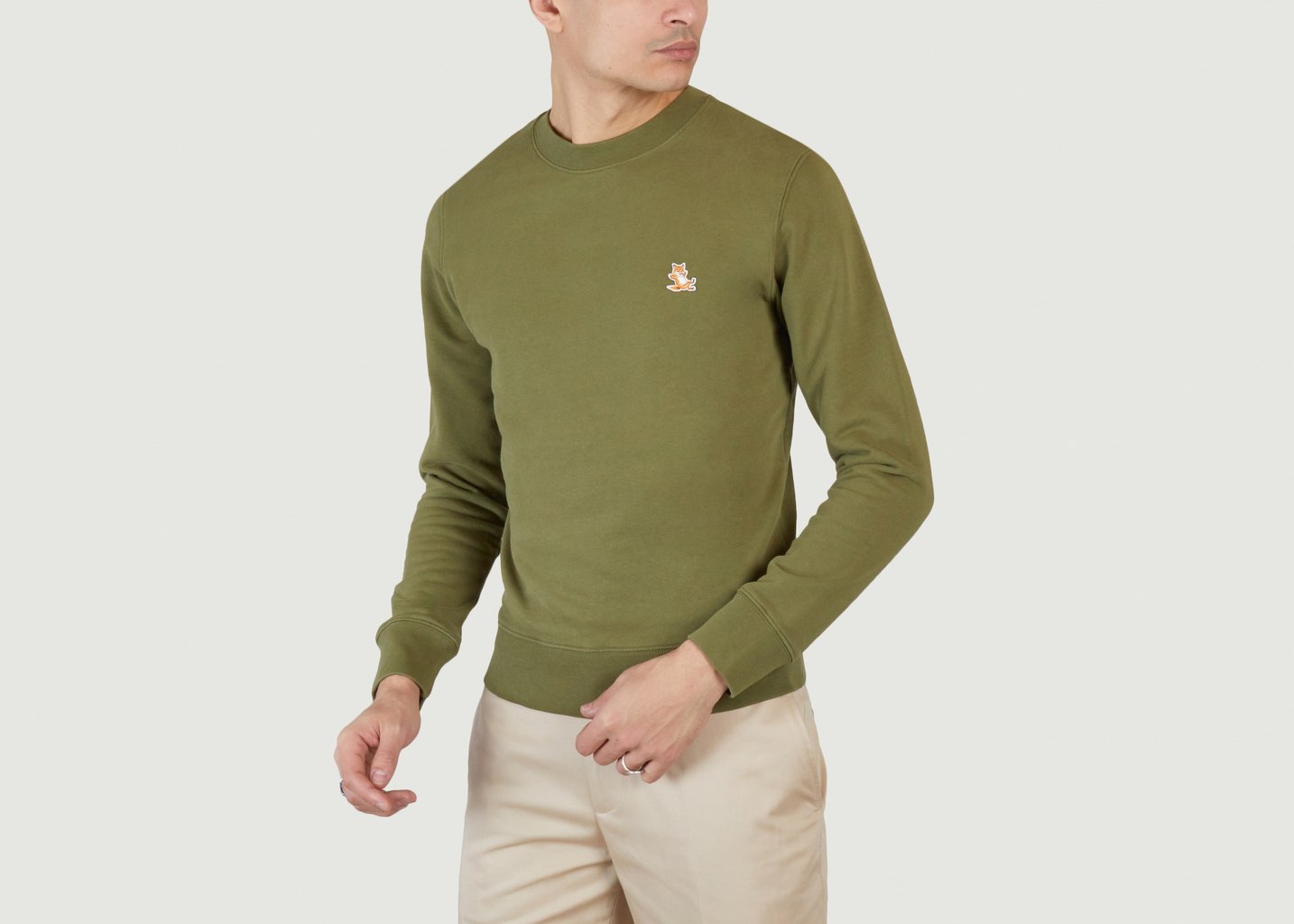 L'exception Sweat Regular Patch Chillax Olive Maison Kitsuné