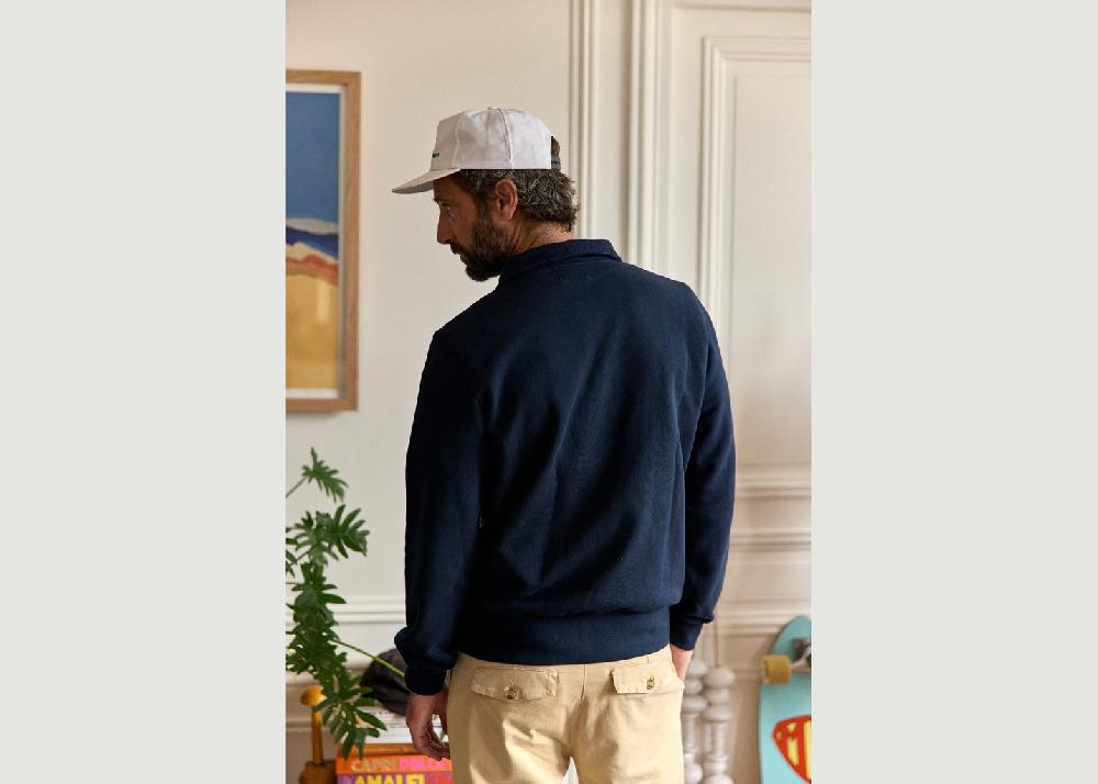 L'exception Sweat Shirt Polo Surf Club Bleu Marine Cuisse De Grenouille