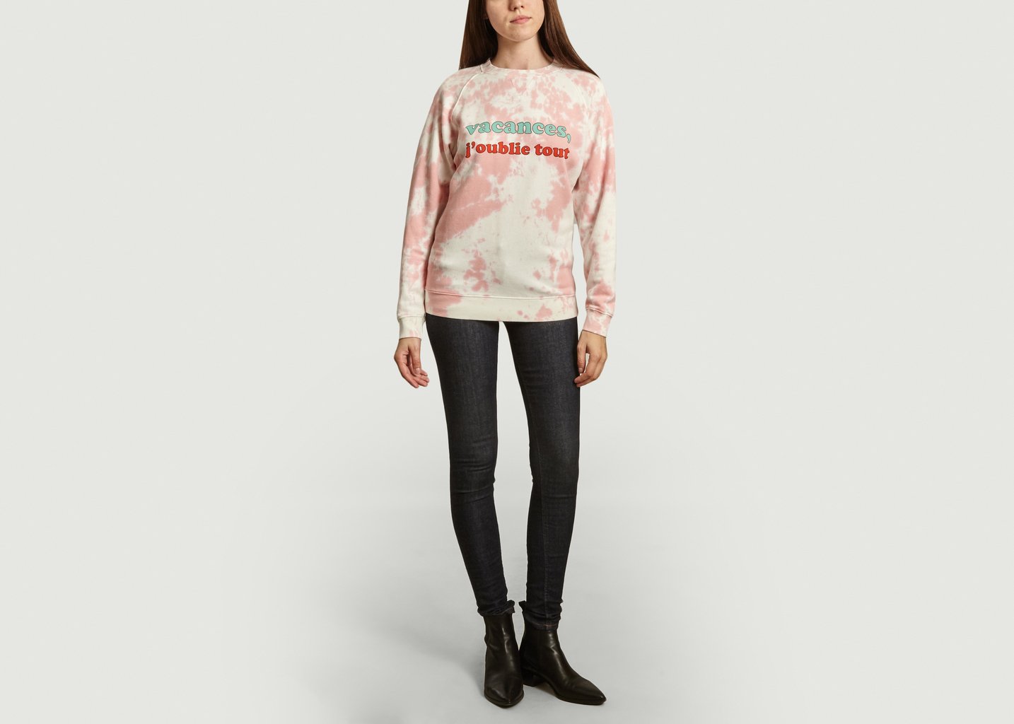 L'exception Sweat Tie And Dye à Lettrage Sentimental Rose Pâle La Petite Française