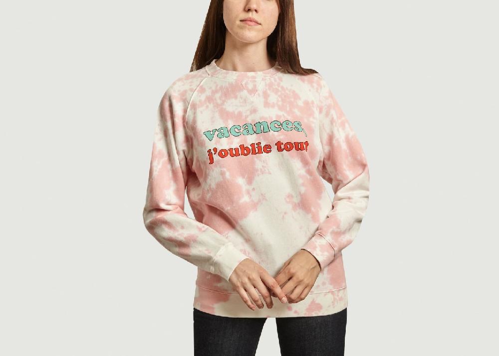 l'exception Sweat tie and dye à lettrage Sentimental Rose Pâle La Petite Française