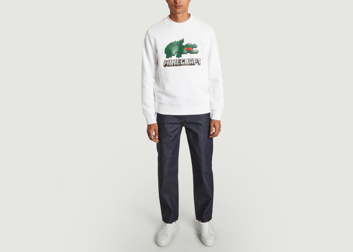L'exception Sweathirt En Coton Bio Lacoste X Minecraft Blanc Lacoste