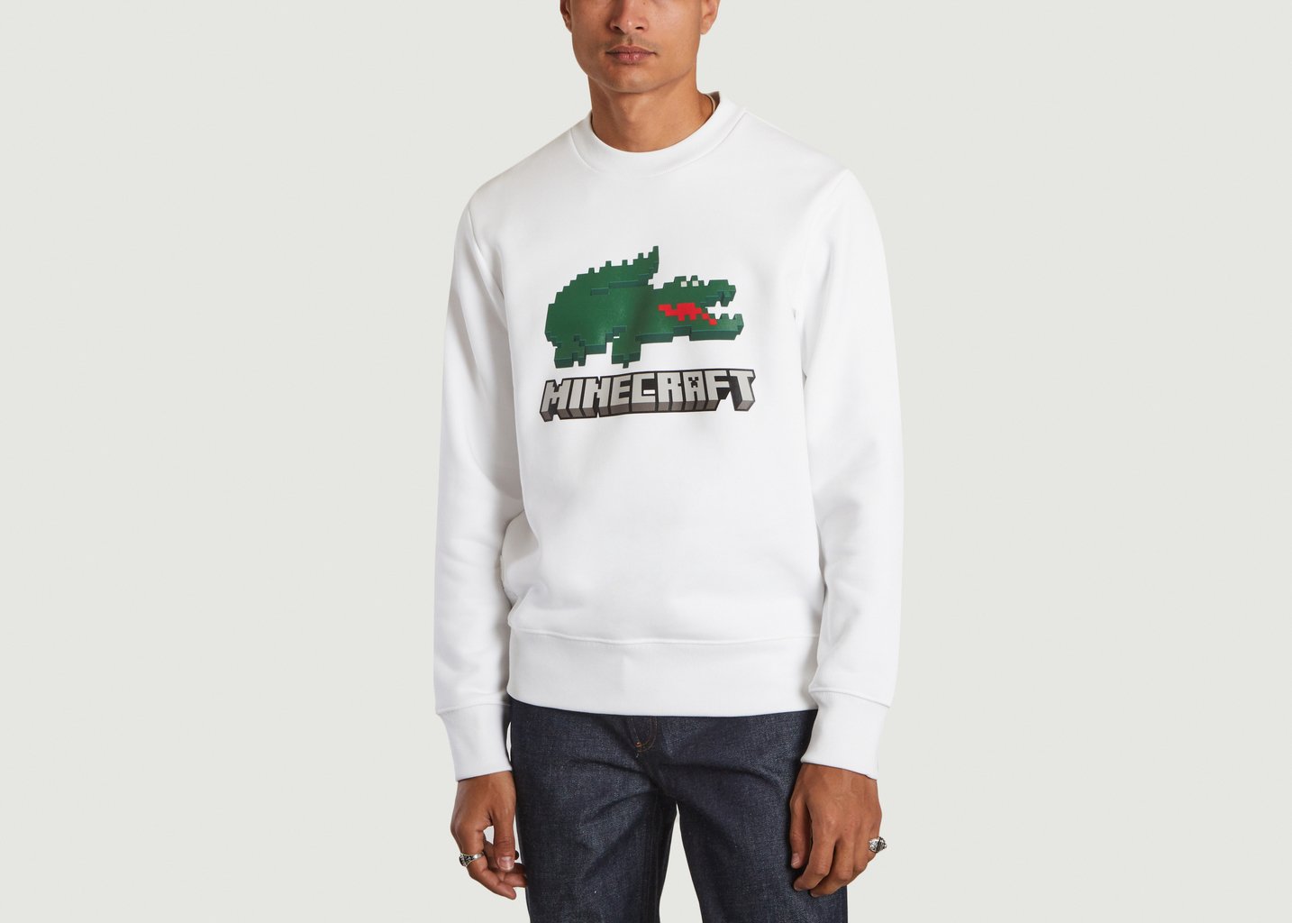 l'exception Sweathirt en coton bio Lacoste x Minecraft Blanc Lacoste